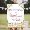 Cartel de Bienvenida Bautizo Floral