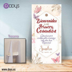 Cartel de Bienvenida Comunión Floral Mariposas