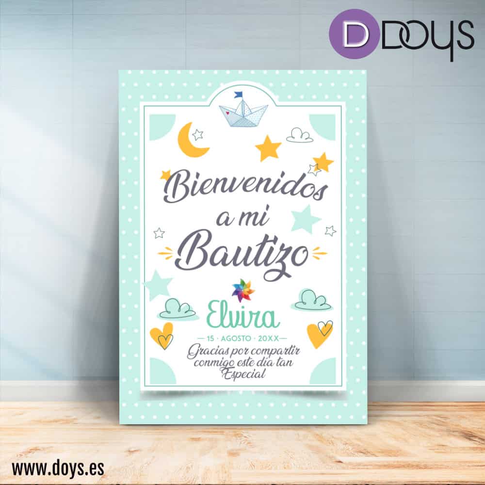 Cartel Bautizo Bienvenida - Turquesa