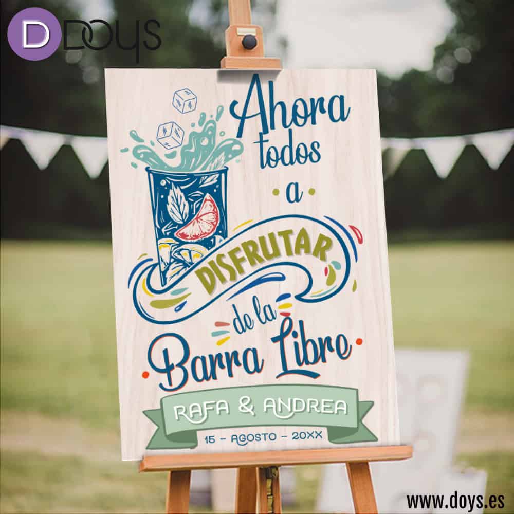 Cartel Bienvenida Boda - Barra libre