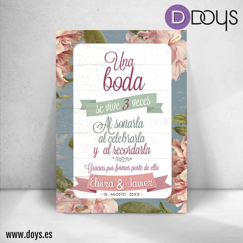 Cartel Bienvenida Boda - Boda tres veces