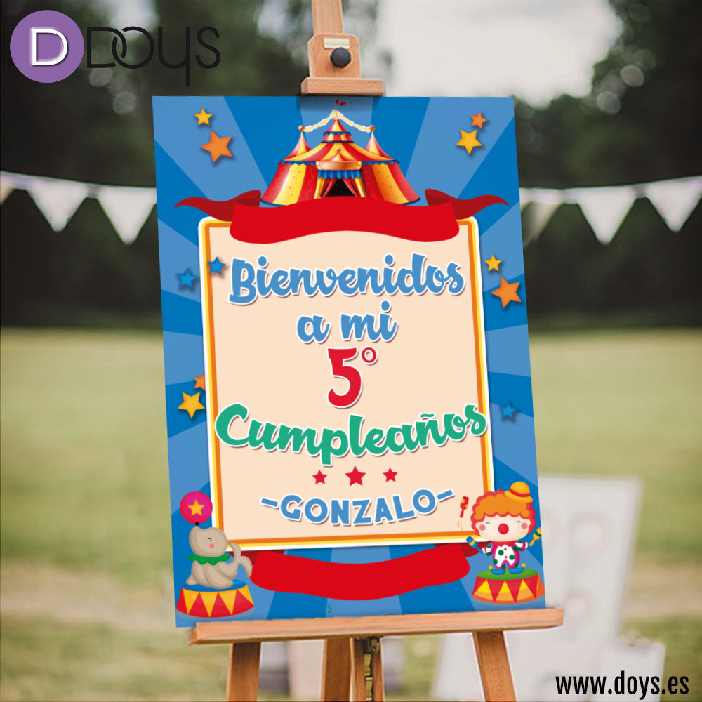 Cartel Cumpleaños infantil Bienvenida - Circo