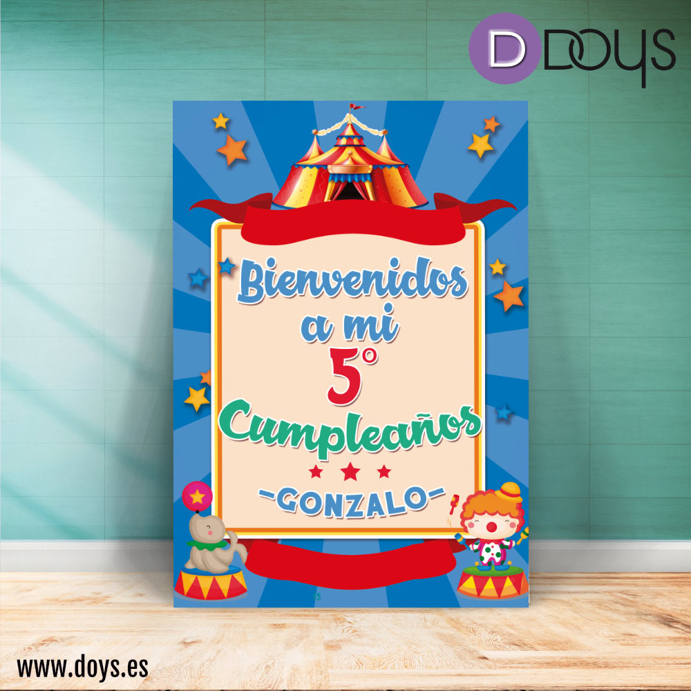 Cartel Cumpleaños infantil Bienvenida - Circo