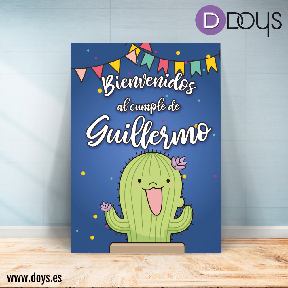 Cartel Bienvenida Cumpleaños infantil - Cactus